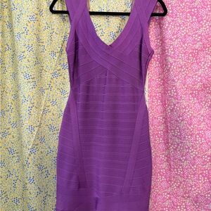 Herve Leger Vibrant Purple Mini Dress